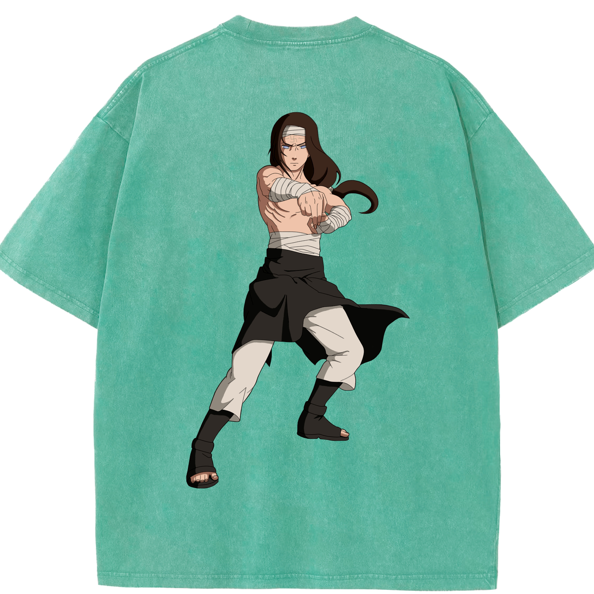 （画像用） NARUTO -ナルト- 日向ネジ Hyūga Neji 綿100% ヴィンテージ風 半袖Tシャツ（背面プリント）